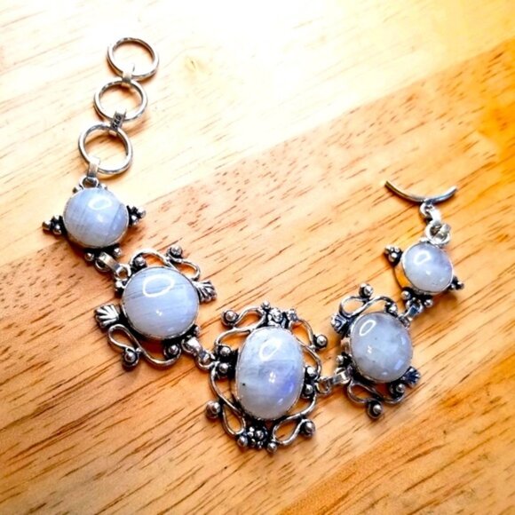 Moonstone Vintage Silver Bracelet - Picture 1 of 13
